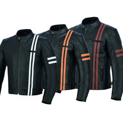 Sportex Vintage Twin Stripe Mens Leather Jacket